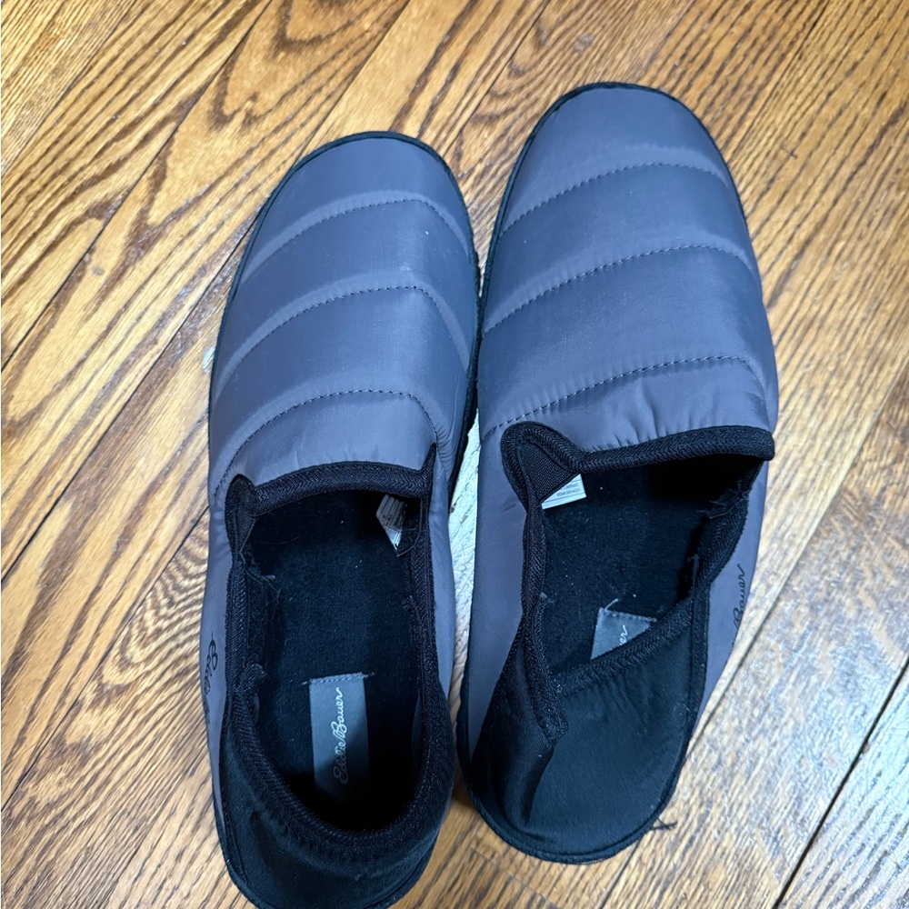 NWOT- Eddie Bauer Men's Gray Slip-On Shoes with hard sole. Size 11-12